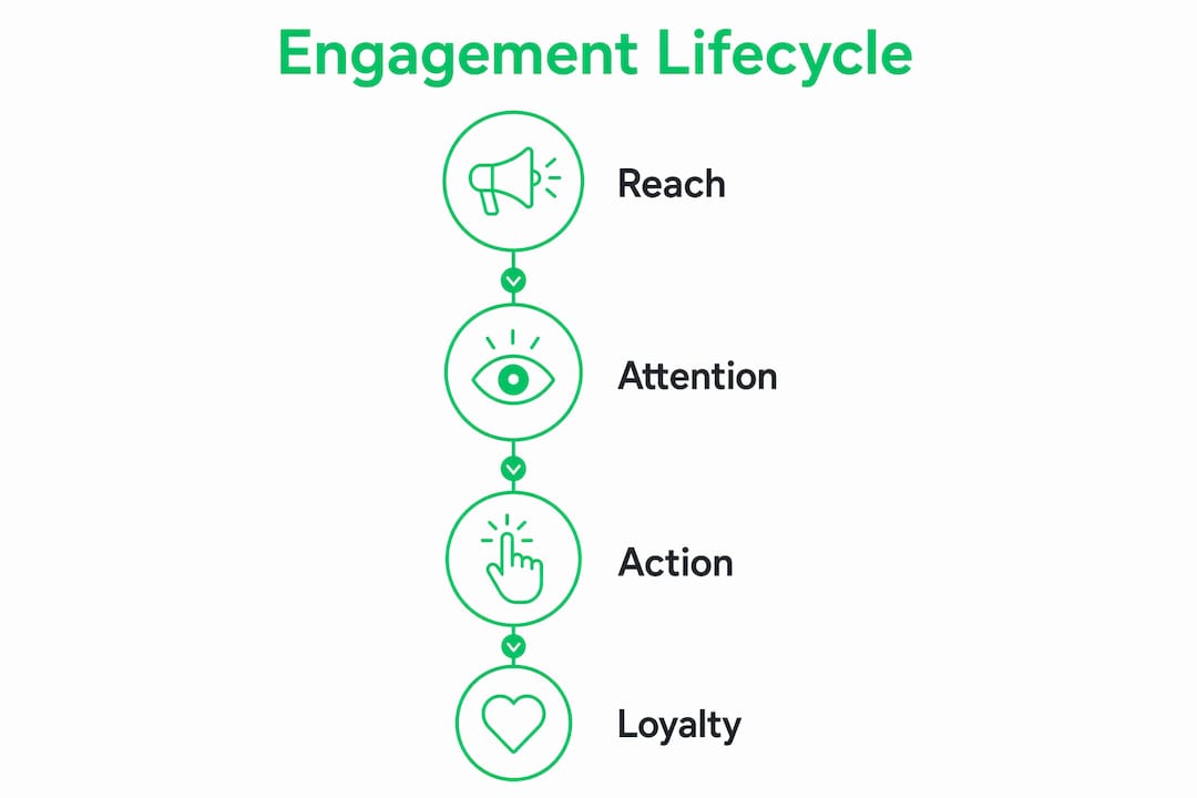 Infographic showing employee engagement lifecycle stages