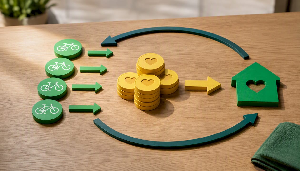 Illustration showing miles becoming charitable impact