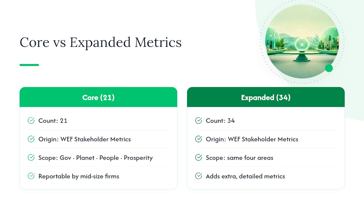 Core and expanded CSR metrics across four domains