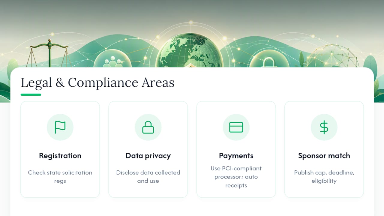 Legal and Compliance Considerations for Virtual Charity Challenges — overview diagram