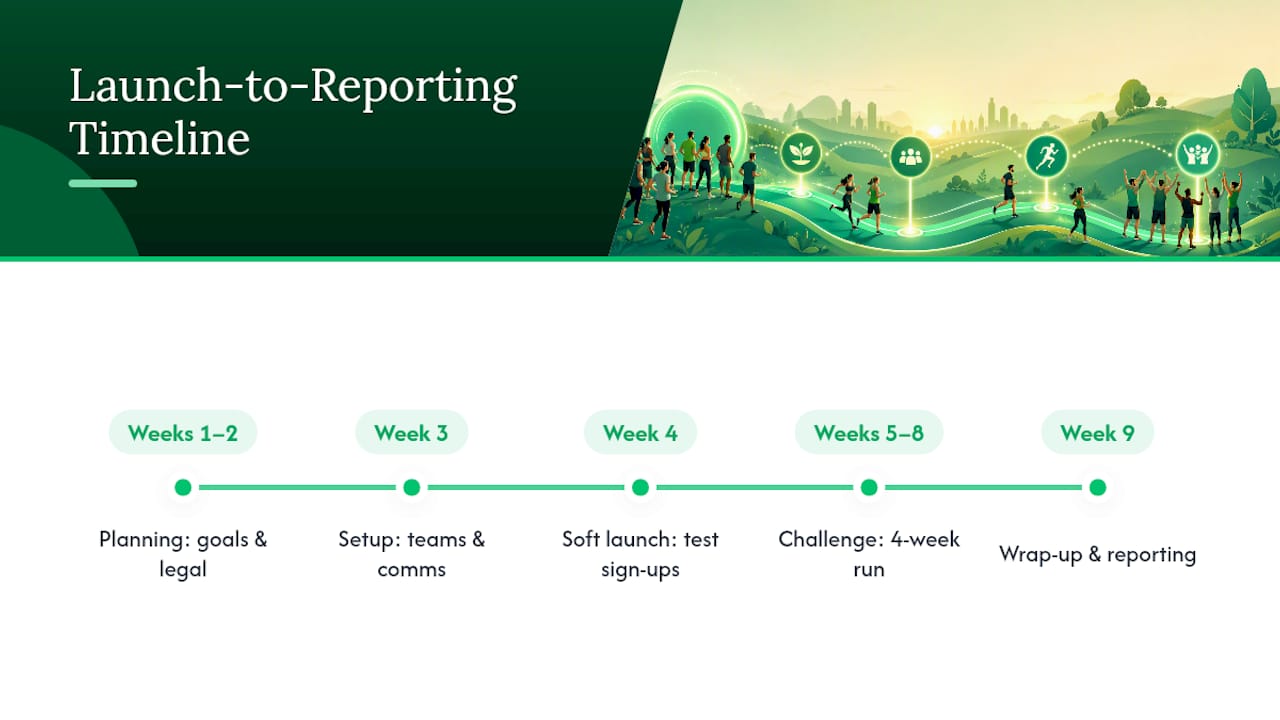 Five-stage fitness challenge launch timeline