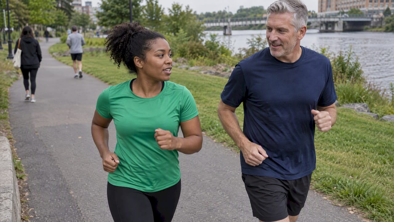 Employees jogging in a charity challenge
