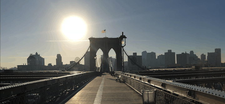 Sunrise over the Brooklyn Bridge