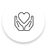 Hands holding a heart graphic