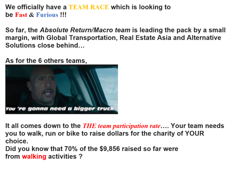 Exerpt from one of the Alts team emails.